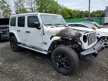 2022 jeep wrangler UNLIMITED SAHARA DIESEL in White- Front Three-Quarter View - BidGoDrive Inventory