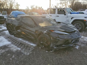 Salvage 2020 Chevrolet Corvette STINGRAY 2LT - Black Coupe - Front Three-Quarter View