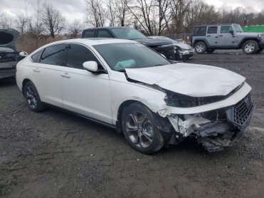 Salvage 2023 Honda Accord EXL - White Sedan - Front Three-Quarter View