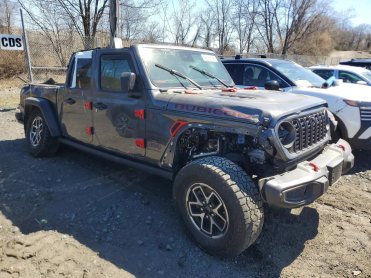 Salvage 2024 Jeep Gladiator RUBICON - Gray PickUp - Front Three-Quarter View