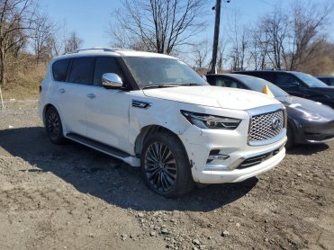 Salvage 2023 Infiniti Qx80 SENSORY - White SUV - Front Three-Quarter View