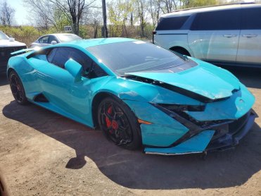 Salvage 2024 Lamborghini Huracan Tecnica - Blue Coupe - Front Three-Quarter View