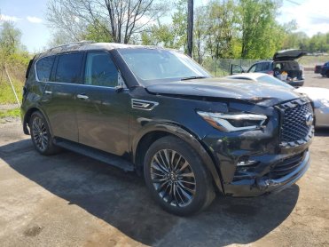 Salvage 2024 Infiniti Qx80  - Black SUV - Front Three-Quarter View