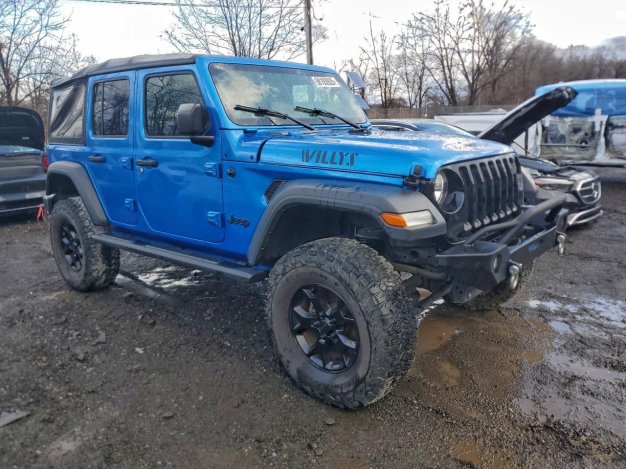 2021 Jeep Wrangler UNLIMITED SPORT in Blue - Front Three-Quarter View - BidGoDrive Inventory