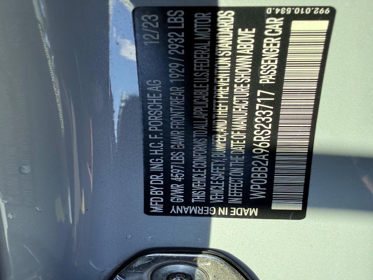 Salvage 2024 Porsche 911 Targa 4s