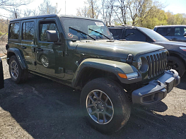 Salvage 2021 Jeep Wrangler UNLIMITED SPORT - Green SUV - Front Three-Quarter View