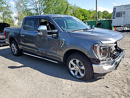 Salvage 2023 Ford F150  - Gray PickUp - Front Three-Quarter View