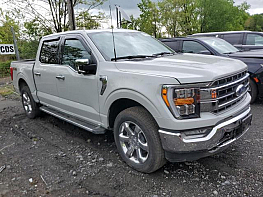 Salvage 2023 Ford F150 LARIAT - Gray PickUp - Front Three-Quarter View