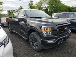 Salvage 2021 Ford F150  - Black PickUp - Front Three-Quarter View