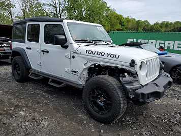 2022 jeep wrangler UNLIMITED SPORT in White- Front Three-Quarter View - BidGoDrive Inventory