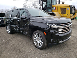 Salvage 2023 Chevrolet Suburban HIGH COUNTRY - Black SUV - Front Three-Quarter View