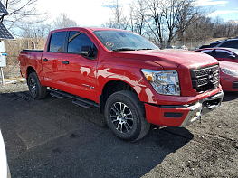 Salvage 2022 Nissan Titan S - Red PickUp - Front Three-Quarter View