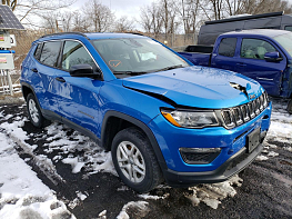 Salvage 2019 Jeep Compass Sport - Blue SUV - Front Three-Quarter View