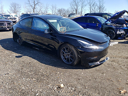 Salvage 2021 Tesla Model 3  - Black Sedan - Front Three-Quarter View