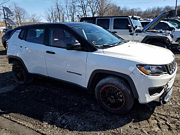 Salvage 2021 Jeep Compass Sport - White SUV - Front Three-Quarter View