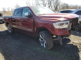 Salvage 2020 RAM 1500 LIMITED - Burgundy PickUp - Front Three-Quarter View