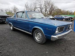Salvage 1966 Plymouth Barracuda  - Blue Coupe - Front Three-Quarter View