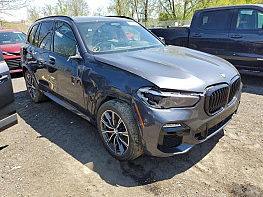 Salvage 2021 BMW X5 M50I - Gray SUV - Front Three-Quarter View