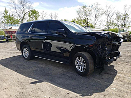 Salvage 2021 Chevrolet Tahoe  - Black SUV - Front Three-Quarter View