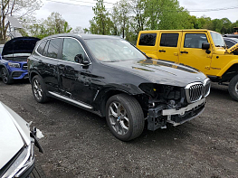 Salvage 2022 BMW X3 XDRIVE30I - Black SUV - Front Three-Quarter View