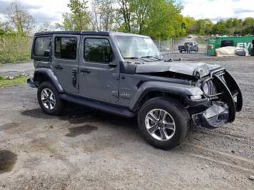 2021 jeep wrangler UNLIMITED SAHARA in Gray- Front Three-Quarter View - BidGoDrive Inventory