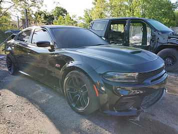 2022 Dodge Charger SCAT PACK in Black - Front Three-Quarter View - BidGoDrive Inventory