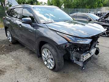 2021 toyota highlander Hybrid Limited in Gray- Front Three-Quarter View - BidGoDrive Inventory