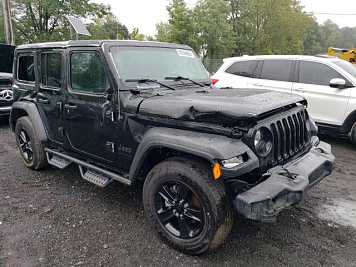 2022 jeep wrangler UNLIMITED SPORT in Black- Front Three-Quarter View - BidGoDrive Inventory