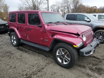 2021 jeep wrangler UNLIMITED SAHARA in Pink - Front Three-Quarter View - BidGoDrive Inventory