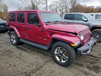 2021 jeep wrangler UNLIMITED SAHARA in Pink - Front Three-Quarter View - BidGoDrive Inventory