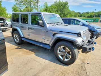 2021 jeep wrangler UNLIMITED SAHARA in Silver - Front Three-Quarter View - BidGoDrive Inventory