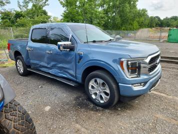 2023 ford f150 PLATINUM in Blue - Front Three-Quarter View - BidGoDrive Inventory