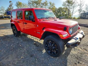 2024 jeep wrangler SAHARA 4XE in Red - Front Three-Quarter View - BidGoDrive Inventory