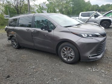 Salvage 2024 Toyota Sienna XLE - Gray Van - Front Three-Quarter View