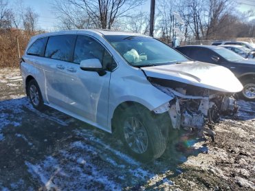 Salvage 2024 Toyota Sienna XLE - White Van - Front Three-Quarter View