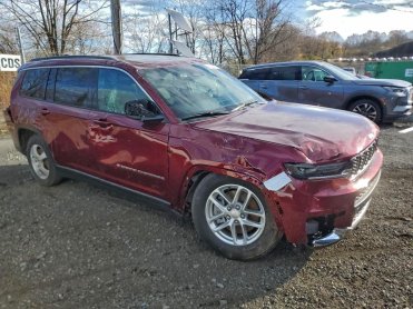 Salvage 2025 Jeep GRAND CHEROKEE L  - Burgundy SUV - Front Three-Quarter View