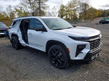 Salvage 2025 Chevrolet Traverse RS - White SUV - Front Three-Quarter View