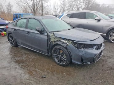 Salvage 2025 Honda Civic SPORT - Gray Sedan - Front Three-Quarter View