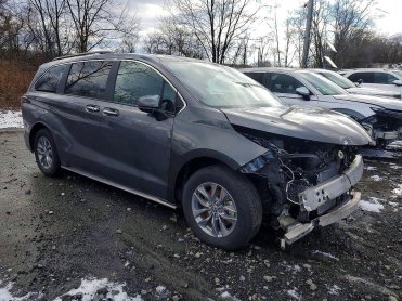Salvage 2025 Toyota Sienna XLE - Gray Van - Front Three-Quarter View