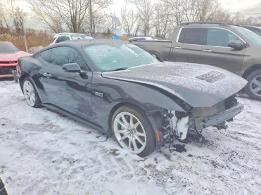 Salvage 2024 Ford Mustang GT - Black Coupe - Front Three-Quarter View