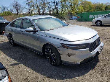 Salvage 2024 Honda Accord TOURING HYBRID - Silver Sedan - Front Three-Quarter View