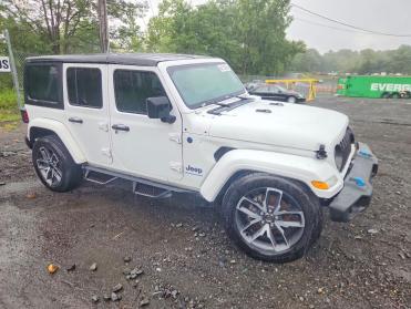 Salvage 2024 Jeep Wrangler 4XE - White SUV - Front Three-Quarter View