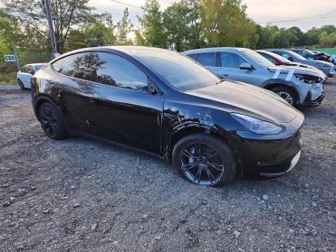 Salvage 2025 Tesla Model Y  - Black SUV - Front Three-Quarter View