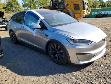 2025 Tesla Model X  in Silver - Front Three-Quarter View - BidGoDrive Inventory