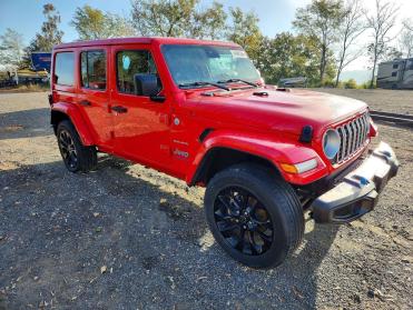 2024 Jeep Wrangler SAHARA 4XE in Red - Front Three-Quarter View - BidGoDrive Inventory