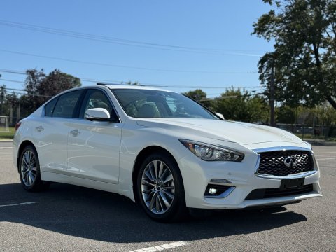 2024 Infiniti Q50 3.0T Luxe AWD in White - Front Three-Quarter View - BidGoDrive Inventory