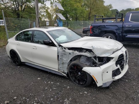 2023 BMW M3  in White - Front Three-Quarter View - BidGoDrive Inventory