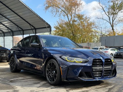 2023 BMW M3 Competition xDrive in Blue - Front Three-Quarter View - BidGoDrive Inventory