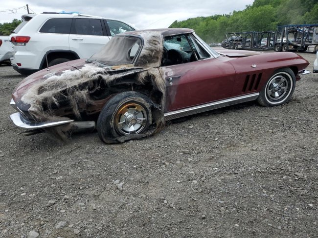 Salvage 1966 Chevrolet Corvette  in Burgundy
