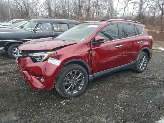 Salvage 2018 Toyota Rav4 Hv Limited in Burgundy